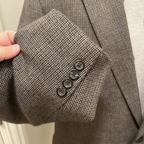 Chaps Men's 46L Gray 💯% Pure New Wool Sport Coat Jacket Blazer Houndstooth Soft - Picture 4 of 15